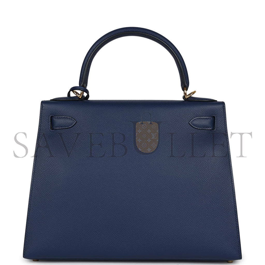 HERMÈS MASTER KELLY SELLIER 28 BLEU EPSOM GOLD HARDWARE (28*22*10cm) 